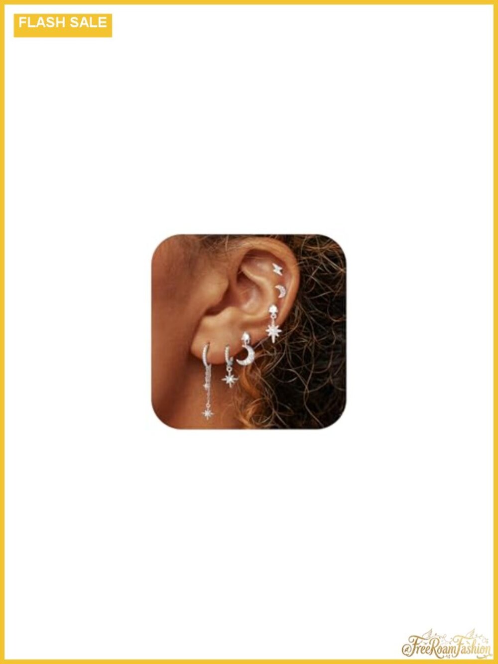 18K Gold Plated Hoop Chain Dangle Earring Set for Women